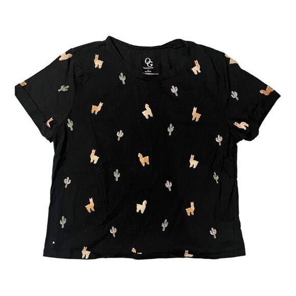 Organic Generation Tops - 🔥4/$25 Organic Generation Black Llama Cactus Short Sleeve Cropped Tee